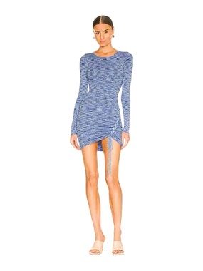 Song of Style Women's Mick Knit Mini Dress - Size Large Blue Long Sleeve Bodycon